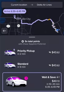 An example Rideshare price to Park City